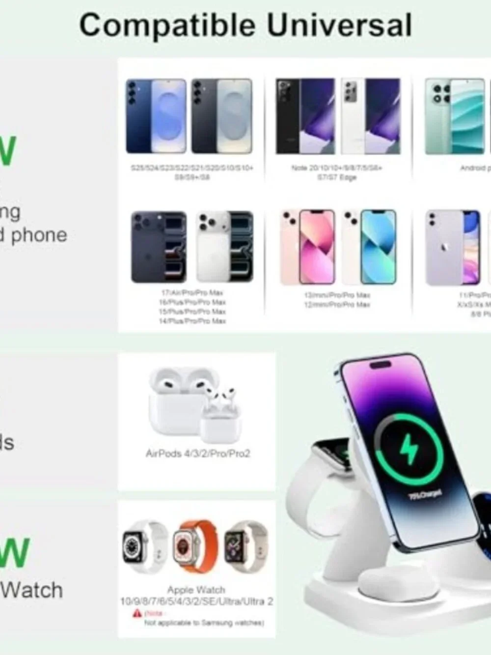 6 in 1 Wireless Charging Station with Bluetooth Speaker Fuction, Charging Stand